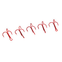 100pcs Red High Carbon Steel Treble Hooks 6# 8# 10# for Fishing
