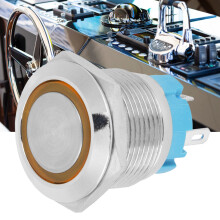 Gelber Flach-Push-Button-Schalter mit 4 Pins, 2 Stück, Selbstrückstellung, IP65 wasserdicht, DC 12V-24V