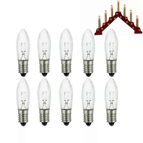 Lot De 10 Ampoules E10 34V 3W Incandescentes - Pour Guirlandes En Arche De Bougies, Décorations Noël Et Fêtes