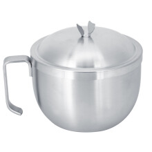 Tigela de sopa isolada com tampa, confortável de segurar, em aço inoxidável, ideal para uso doméstico e na cozinha. Recipiente para alimentos com