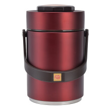 Lancheira portátil de aço inoxidável com isolamento a vácuo, à prova de vazamentos, com 3 compartimentos, 2000ml, vermelha, garante frescor e