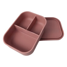 Silikon-Bento-Box mit 3 Fächern aus temperaturbeständigem Material, leicht zu reinigen, wiederverwendbar, mikrowellen-, spülmaschinen- und