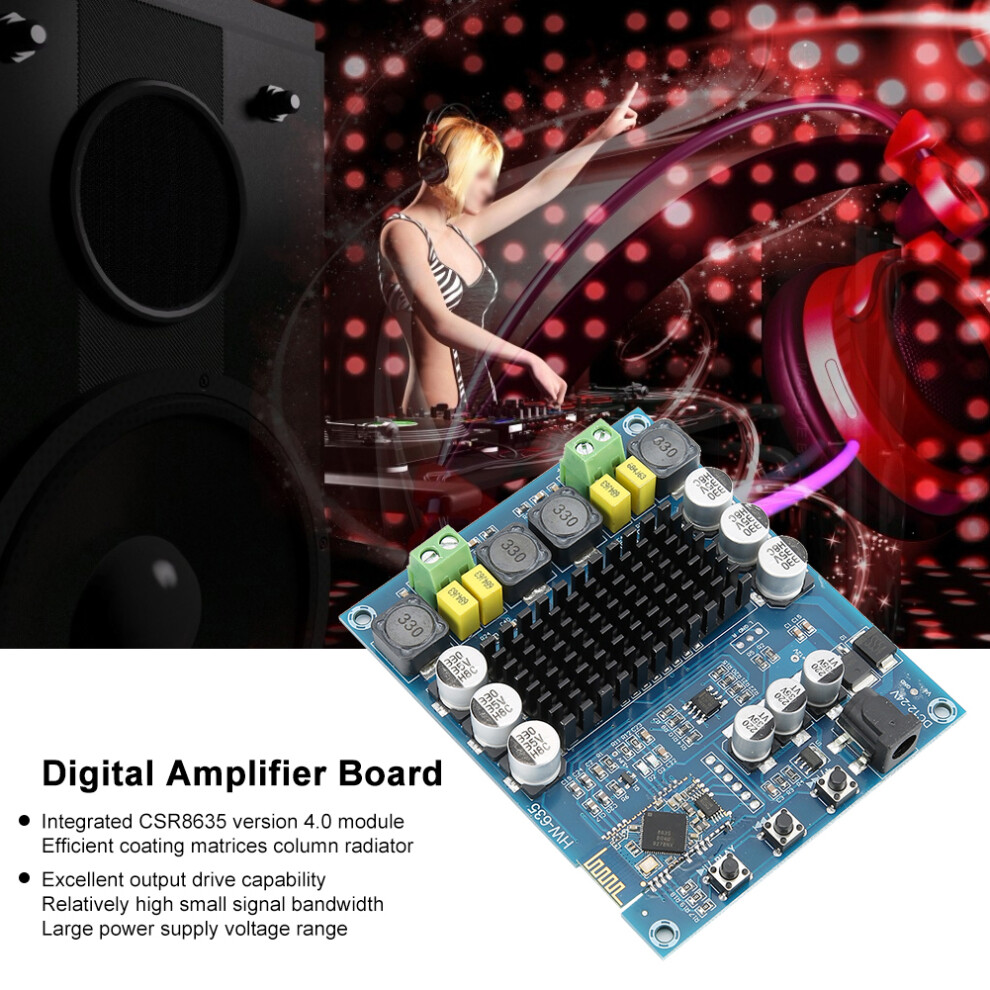 120W Dual Sound Bluetooth Amplifier Board 10X8x2cm Black 8371362439244