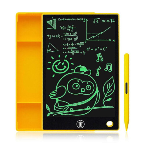(Single Yellow) 9.5inch Multi-functional Large Capacity Lcd Writing Box Pencil Case Graffiti Tablet Doodle Board Drawing
