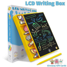 (Colors Yellow) 9.5inch Multi-functional Large Capacity Lcd Writing Box Pencil Case Graffiti Tablet Doodle Board Drawing