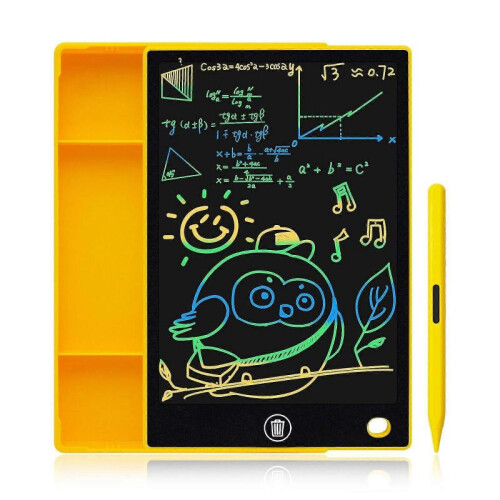 (Colors Yellow) 9.5inch Multi-functional Large Capacity Lcd Writing Box Pencil Case Graffiti Tablet Doodle Board Drawing 1