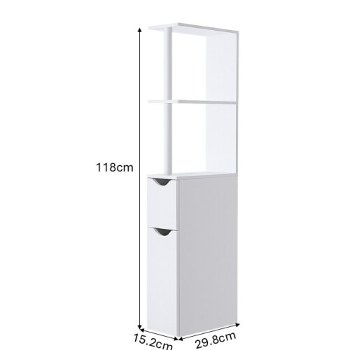 White Bathroom Storage Cabinet Tall Narrow Unit 2