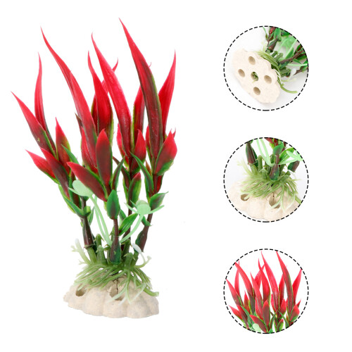 3Conjuntos Planta Artificial Vermelha Decoração Salas E Aquários 1