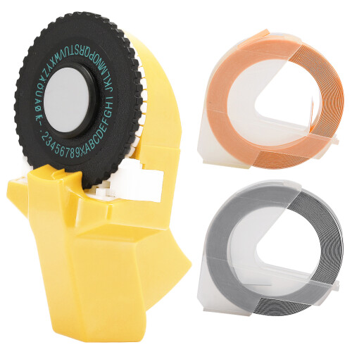 Mini 3D Tape Maker 9mm Decorative Label Maker ABS Handbook Yellow 1