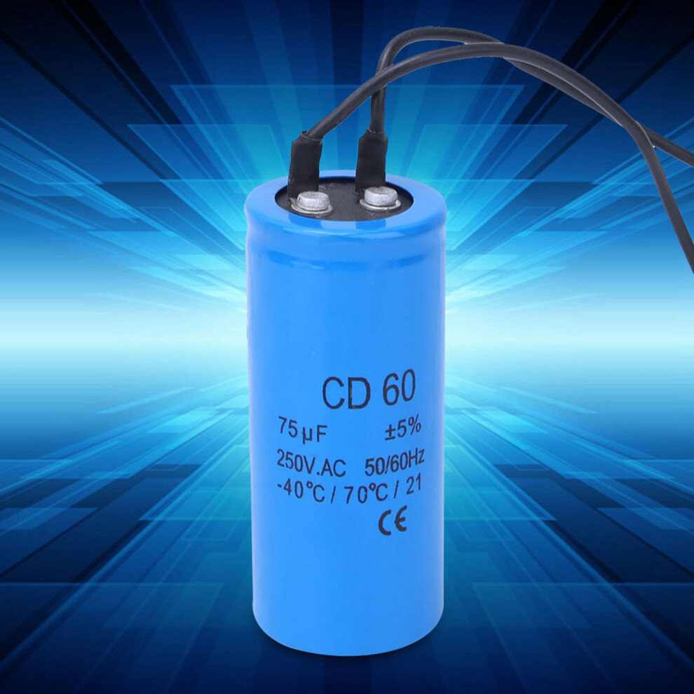 Cd60 75Uf Ac Motor Starting Capacitor, -40C To 70C, Hvac Use 4941362441857