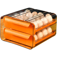 Bandeja de ovos empilhável de plástico transparente com sistema de rolamento automático, ideal para manter os ovos frescos na geladeira. Material