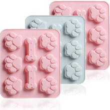 Forma de silicone flexível para assar, em formato de patinha de cachorro e osso, com superfície antiaderente e resistente ao calor, própria para