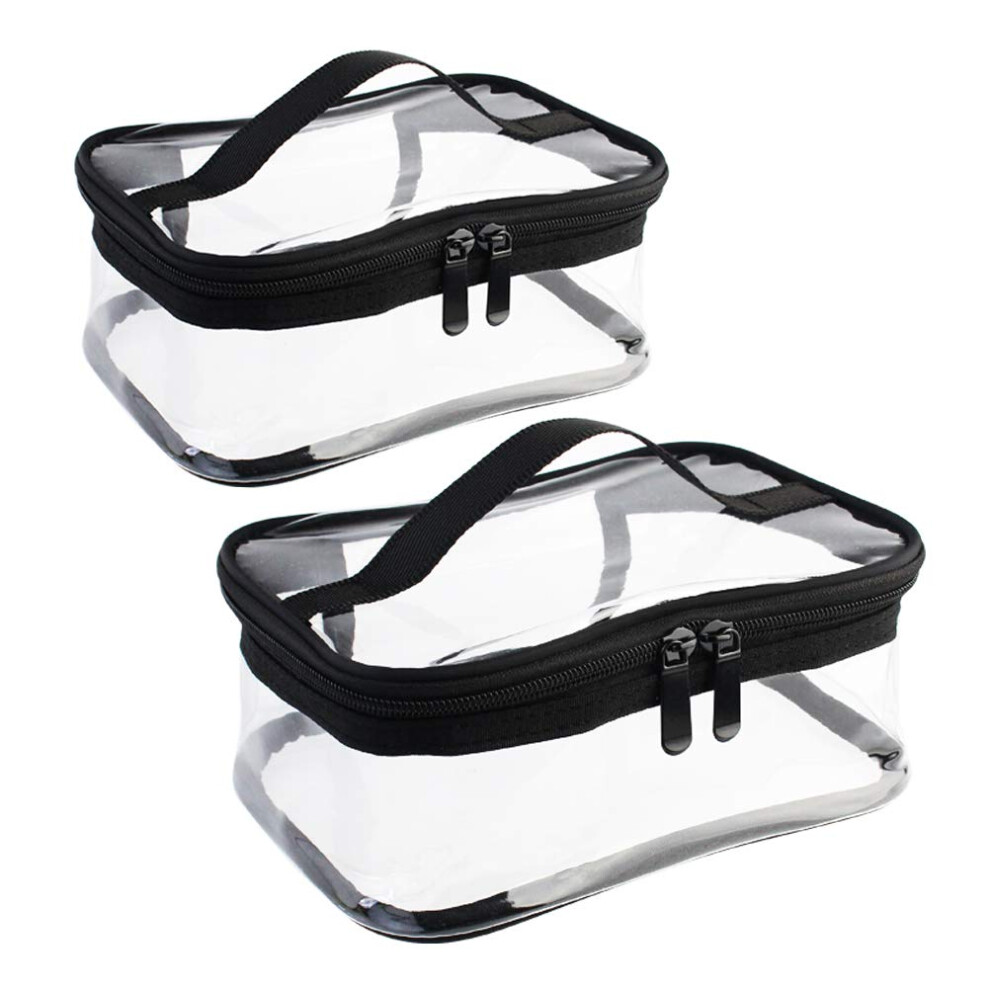 Wobe 2 Pack Portable Clear Makeup Bag Zipper Waterproof Cosmetics Bag Transparent Travel Storage Carry Pouch Pvc Zippered Toiletry Bag Organizers With