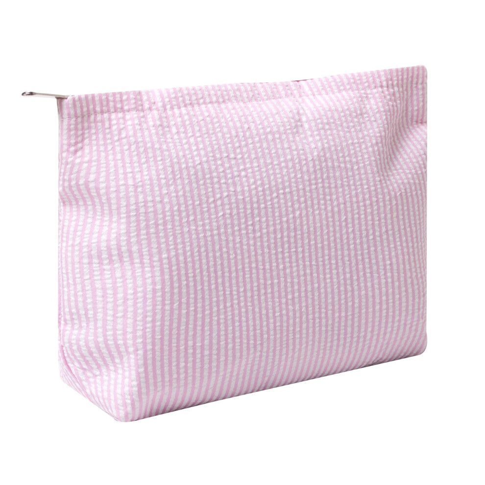 Ozaoz Pink Makeup Bag Cosmetic Bag Travel Toiletry Bag Aesthetic Canvas Organizer Bag Zipper Pouch For Women (Pink)