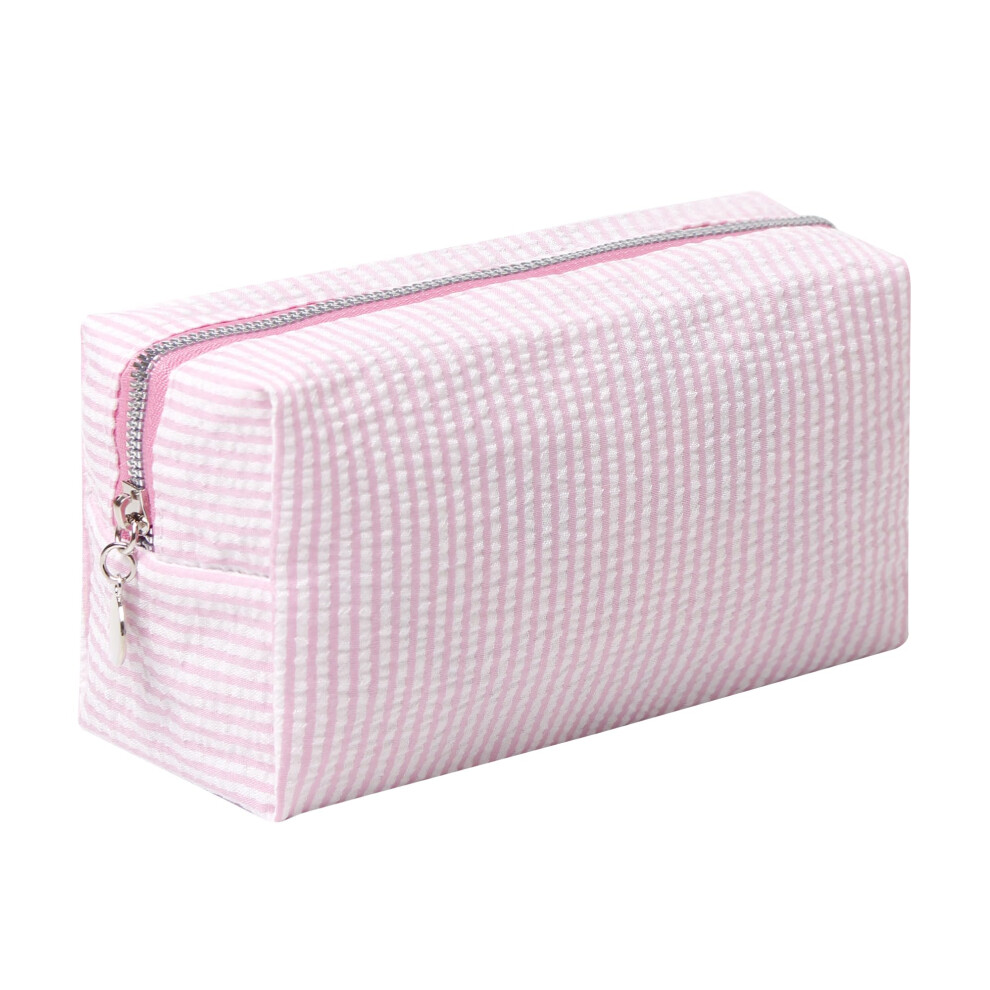 Ozaoz Pink Makeup Bag Cosmetic Bag Travel Toiletry Bag Aesthetic Canvas Organizer Bag Zipper Pouch For Women (M-)