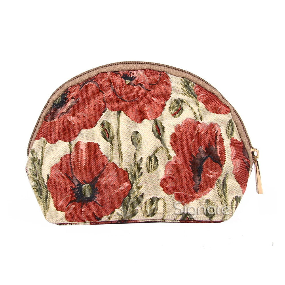 Signare Tapestry Cosmetic Bag Toiletry Makeup Bag For Women With Poppy Flower Design (Cosm-Pop)