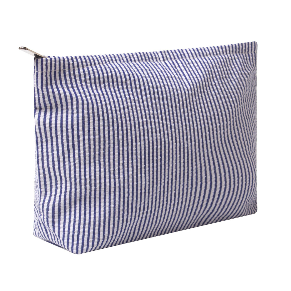 Ozaoz Blue Makeup Bag Cosmetic Bag Travel Toiletry Bag Aesthetic Canvas Organizer Bag Zipper Pouch For Women (Navy )