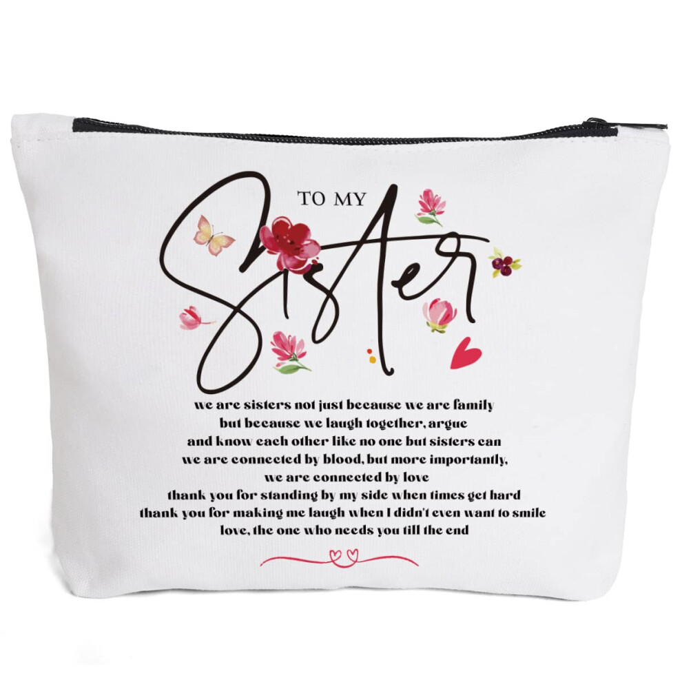 Fokongna To My Sister Gifts Sister Birthday Gifts From Sister Friends Sister Gifts From Sisters- We Laugh Together Know Each Other-Sister Makeup Bag For Bi