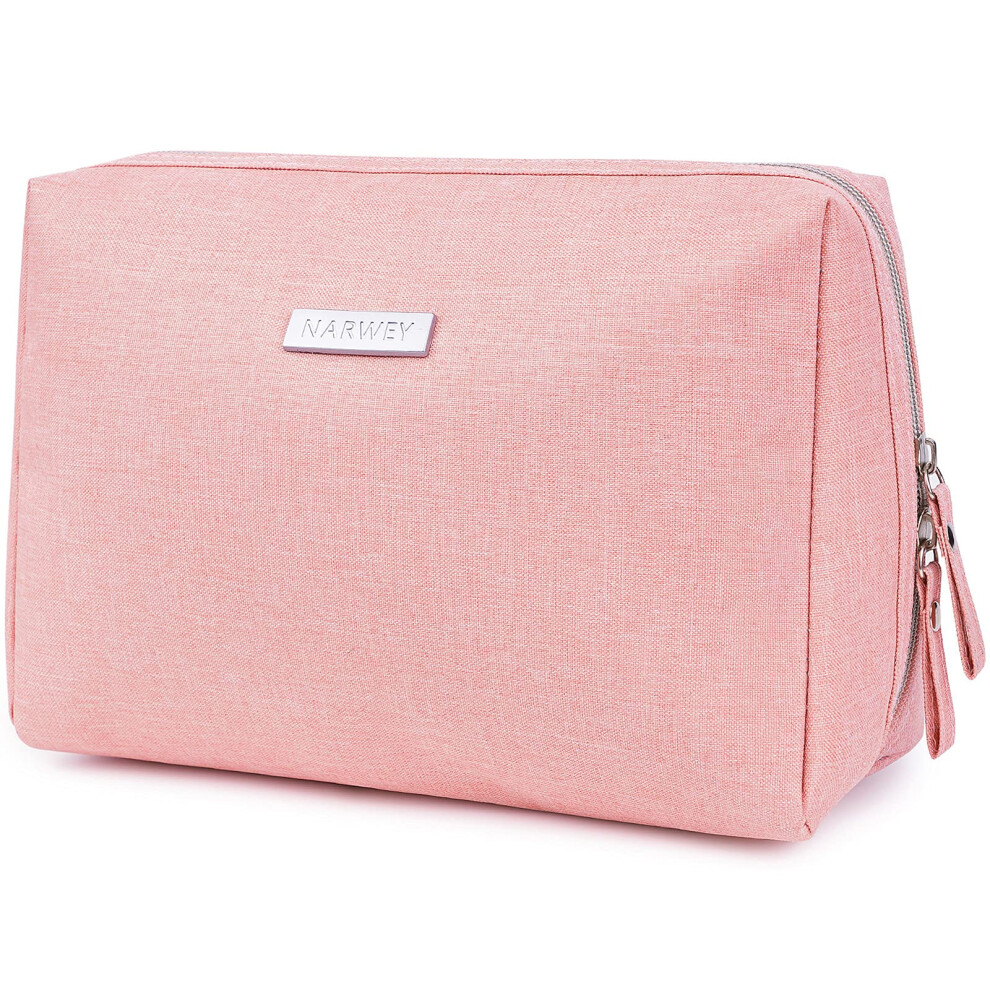 Narwey Pink Large Makeup Bag Zipper Pouch Travel Cosmetic Organizer For Women (Large )