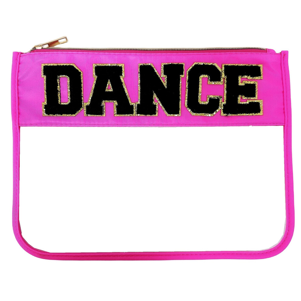 Dealkion Clear Dance Bag - Chenille Letter Makeup Pouch Preppy Gifts For Dance Teachers And Competitions Cosmetic Toiletry Zipper Accessories For W