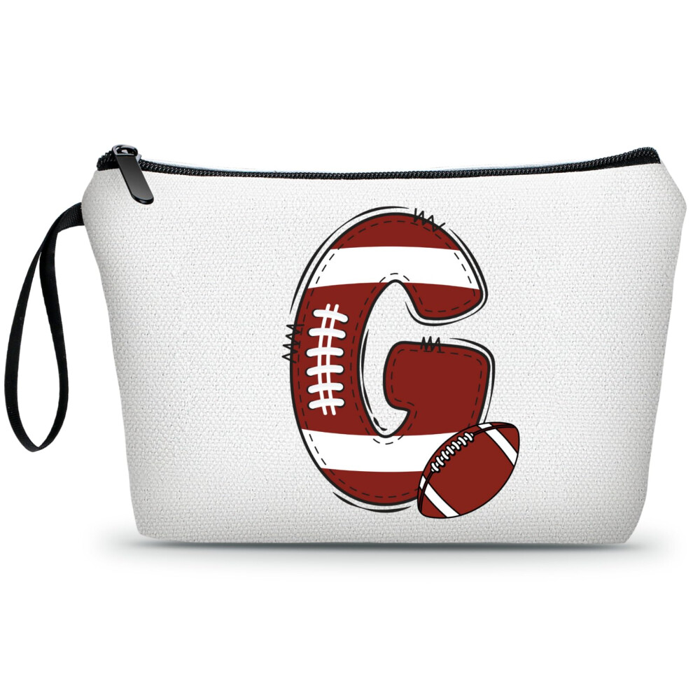 Ariosey Football Initial Birthday Graduation Gifts Cosmetic Travel Toiletry Bags Football Accessories Party Favors For Women Girls Daughter Niece Tea
