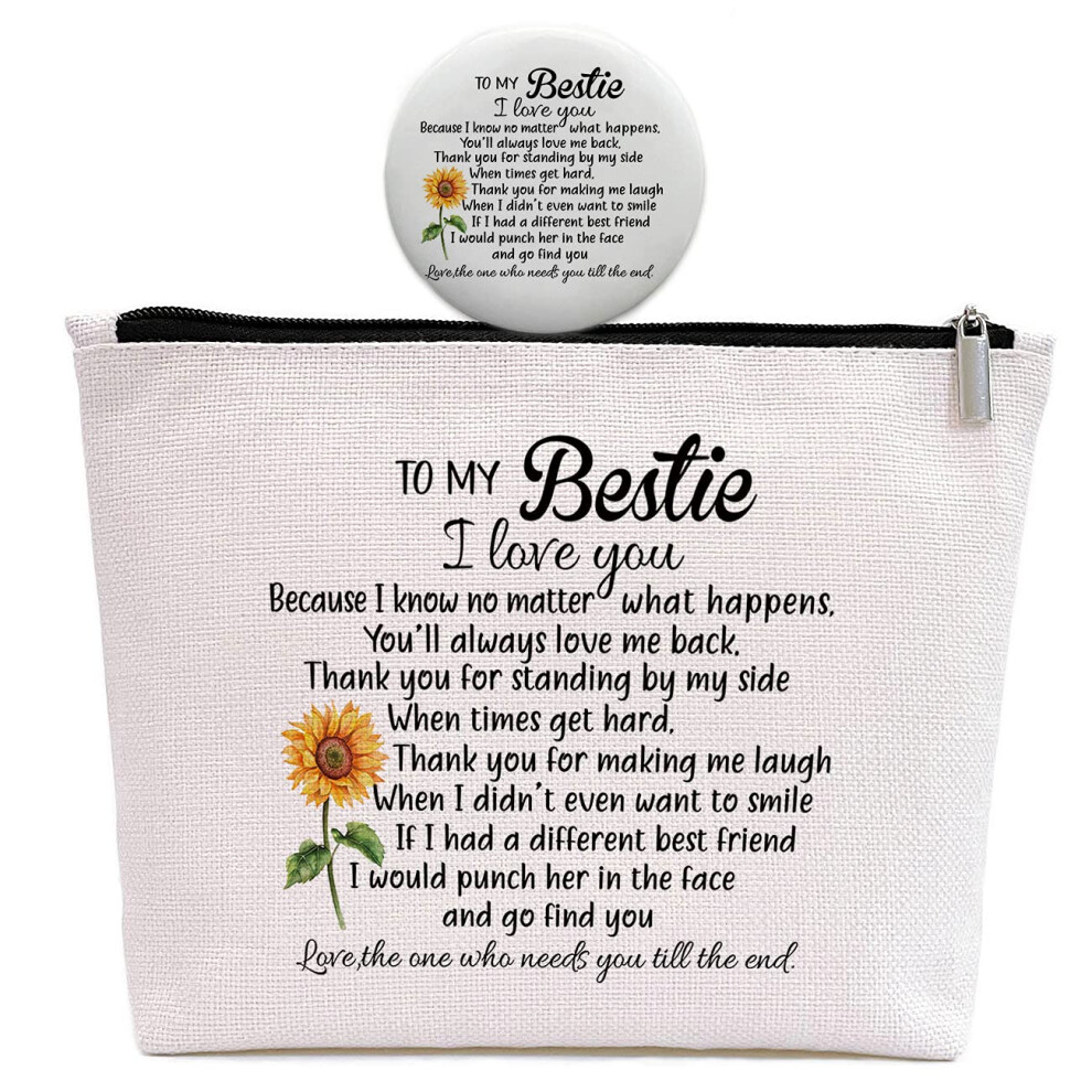 Ringshine Bestie Gifts For Women Makeup Bag Birthday Gifts For Best Friend Sister Bff Best Friend Birthday Gifts Long Distance Gift For Friend Friendship Gi