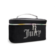 Juicy Couture Black Rainbow Makeup Taske Kosmetik Organizer Rejse Essentials Togetui Velour Rhinestones
