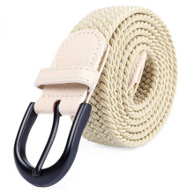 Vita alta al miglio | Cinture elastiche elasticizzate intrecciate | Fibbia per cintura nera solida ovale con perno | Cintura da uomo/donna/junior