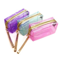 YunZh 3Pcs Waterproof Cosmetic Bags PVC Transparent Zippered Toiletry Bag Clear Portable Toiletries Travel Bag Set for Makeup Brushes Women Girls