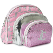 Juicy Couture s?t til kvinders toiletartikler - Blandet trio rejsemakeup og kosmetik Stor taske Clutch m?ntpung st?rrelse One Size Pink Sparkle