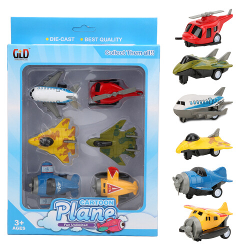 Mini Alloy Pull Back Plane Toy Set, 6.5cm Kids Gift