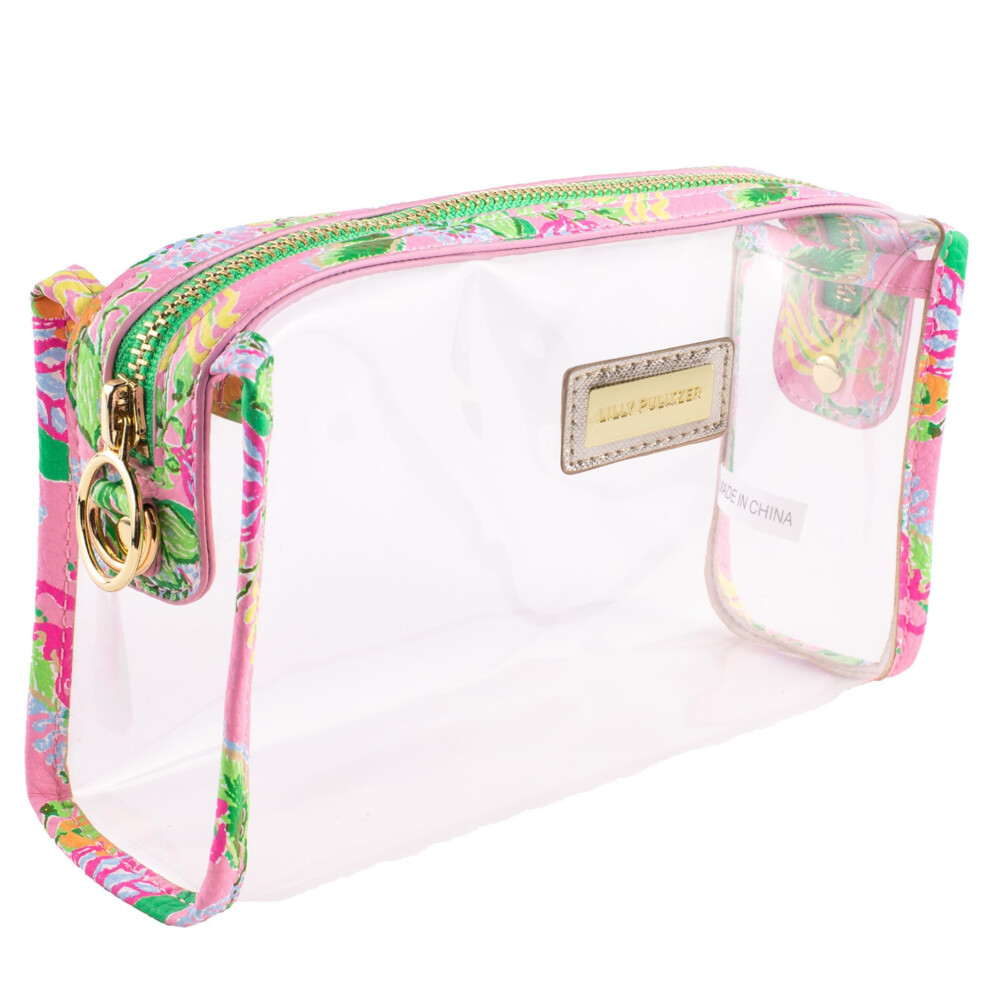 Lilly Pulitzer Clear Zipper Pouch Cute Pencil Case For Adults Travel Toiletry Bag Small Pouch Bag For Supplies Makeup Or Toiletries (Via Amore Sp