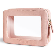 Aveniee Clear Makeup Bag Organizer Portable Travel Toiletry Cosmetic Bag Case for Women Heavy Duty Make Up Pouch with Transparent Vinyl Windows & G