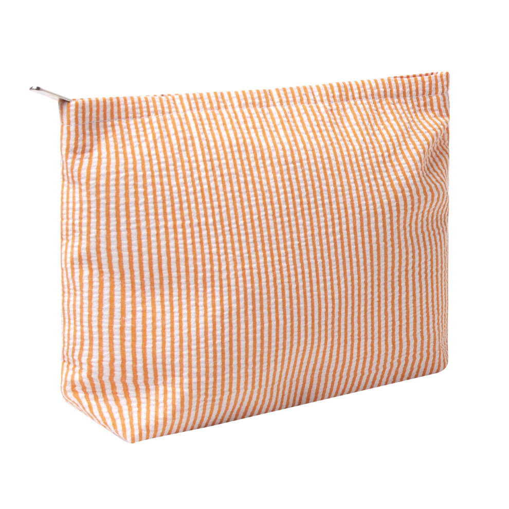 Ozaoz Makeup Bag Cosmetic Bag Travel Toiletry Bag Aesthetic Canvas Organizer Bag Zipper Pouch For Women (Orange)