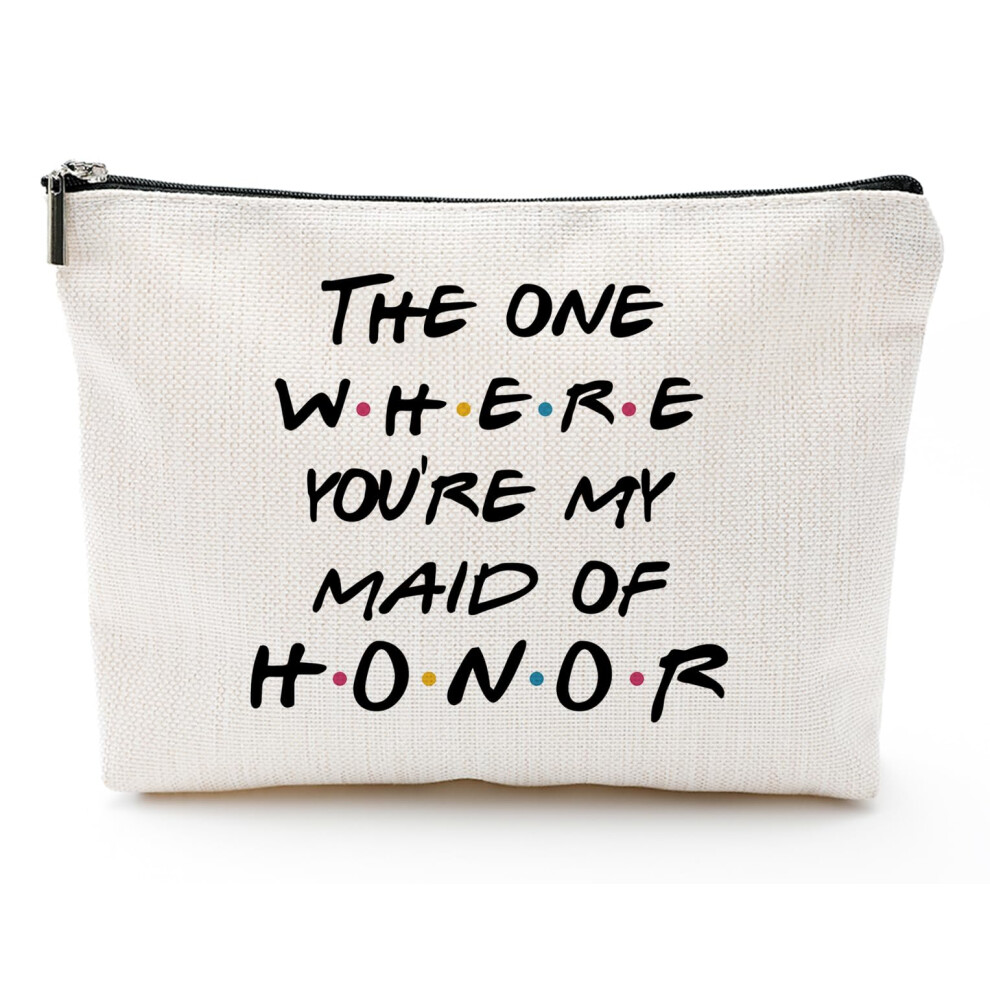 Vancsenia The One Where You're My Maid Of Honor Gift For Bridesmaid Bachelorette Party Wedding Gifts For Besties Friends Makeup Bag Purse Cosmetic B