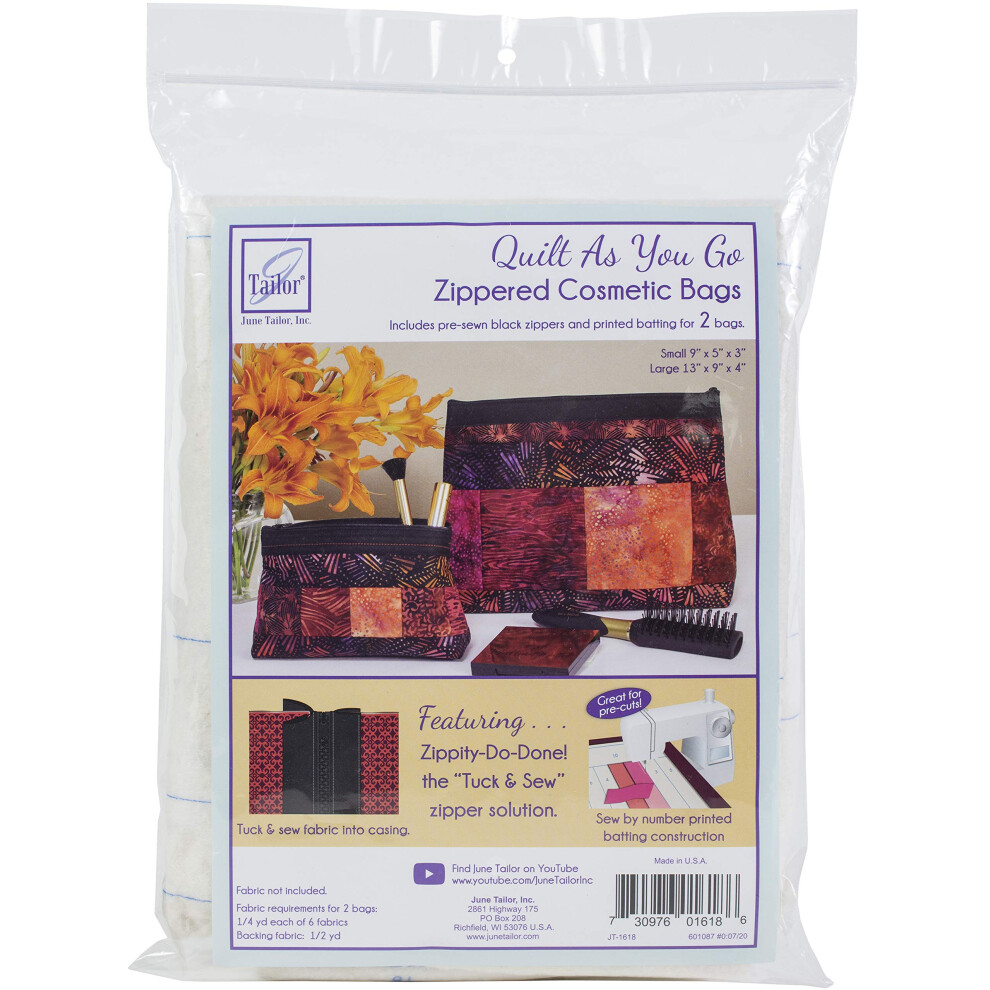 June Tailor Black Quilt As You Go Cosmetic Bags 2/Pkg
