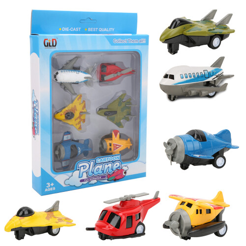 Mini Alloy Pull Back Plane Toy Set, 6.5cm Kids Gift 1