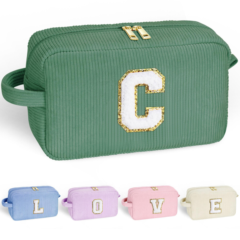 Yoolife Green Bridesmaid Proposal Gifts - Letter Travel Makeup Bag Cosmetic Bag Make Up Bag Preppy Stuff Teen Girl Gifts Trendy Stuff Toiletry Bag We