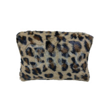 Juicy Couture Brun Makeup Taske Kosmetik Organizer Rejse Essentials Zip Top Wedge Leopard Print Faux Fur Rhinestone
