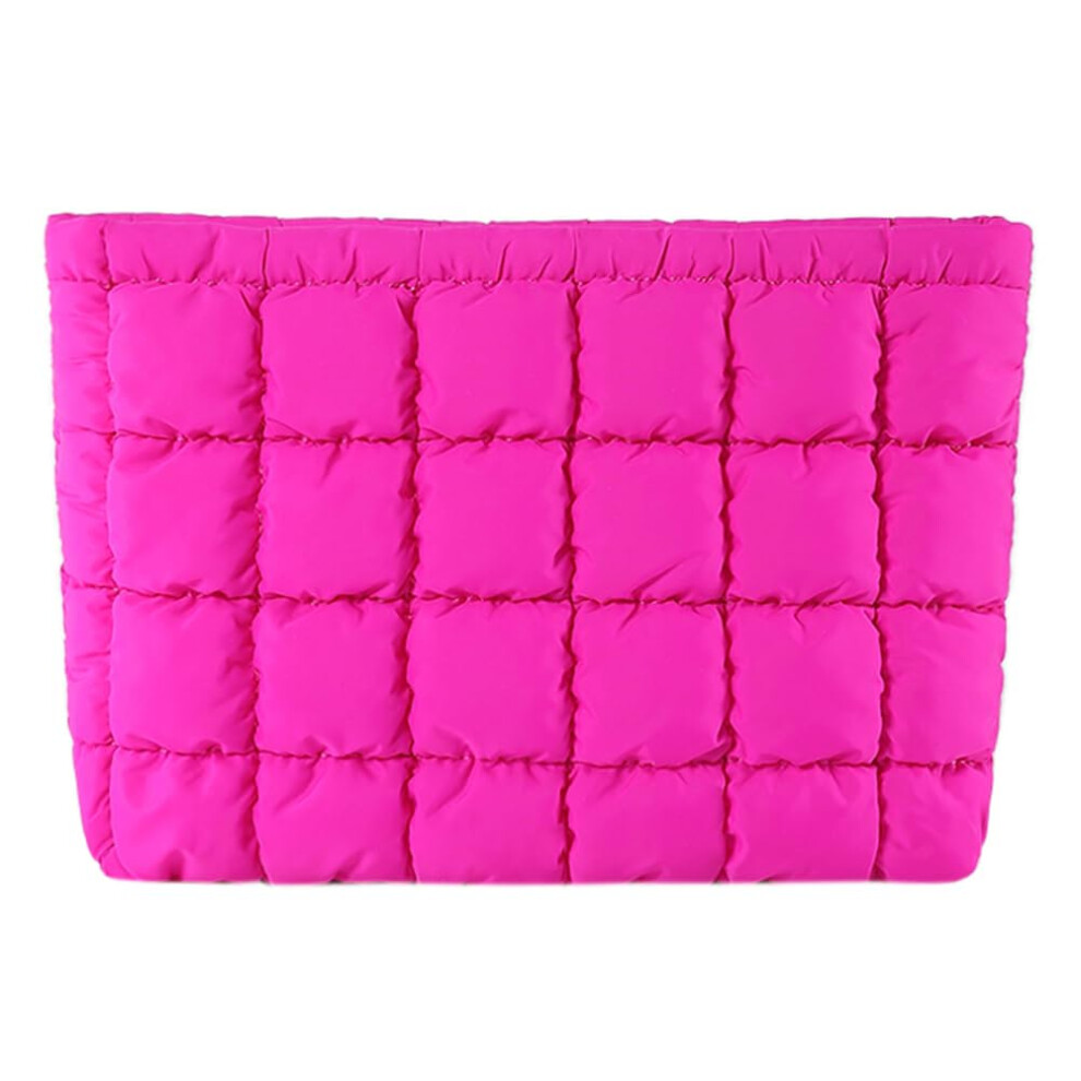 Hicarry Puffy Quilted Makeup Bag Cosmetic Bags Travel Cute Puffer Solid Toiletry Organizer Pouch Storage Clutch For Women