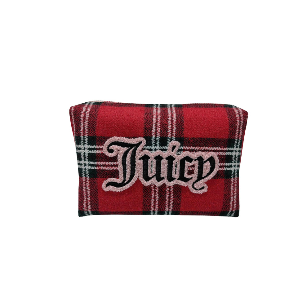 Juicy Couture Women's Cosmetics Bag - Travel Makeup And Toiletries Clutch Wedge Pouch Flannel Material Multicolor