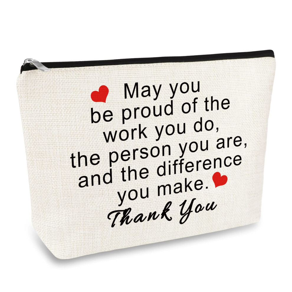 Mikela Thank You Gifts For Women Social Worker Makeup Bag Inspirational Gifts For Friends Colleague Coworker Employee Appreciation Gift For Nurse Mentor Tea