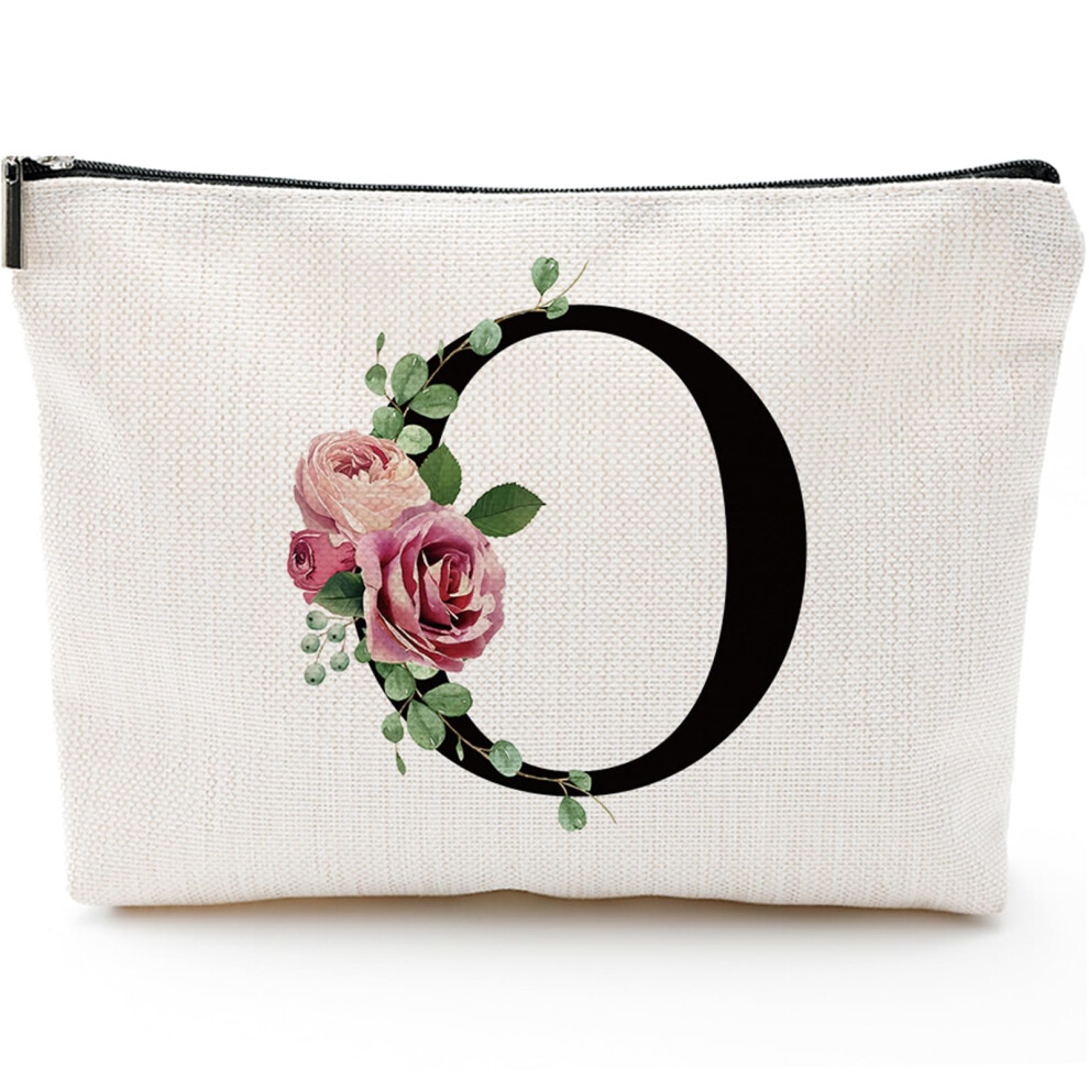 Comanro A-Z Personalized Makeup Bag Monogrammed Bridesmaid Presents Cosmetic Bag Portable Stationary Storage Organizer Friendship Travel Makeup Bags