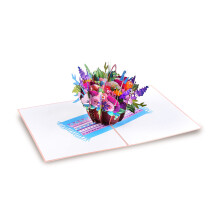 ioyounow Floral Basket Pop up Card - 5x7 Pop Up -kukkakortit | Pop Up -kukkakimppu - kiitoslahjakortti idin vuosipivlle Parane lahjat naisille - T