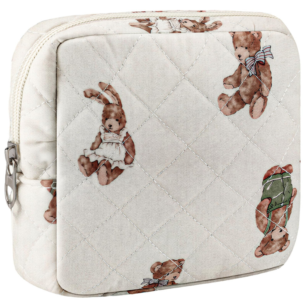 Zlfsrq Small Quilted Makeup Bag For Purse Mini Quilted Pouch Cute Cotton Makeup Bag With Compartments Aesthetic Cosmetic Bags For Women Coquette Zipp