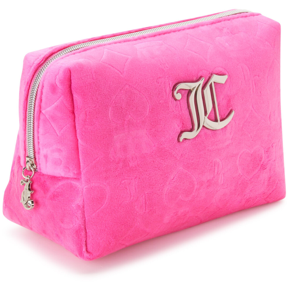 Juicy Couture Women's Cosmetics Bag - Travel Makeup And Toiletries Clutch Wedge Pouch Hot Pink