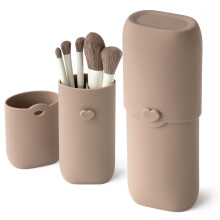 zoka Silicone Makeup Brush Holder Travel Makeup Brush Case Portable Makeup Bag Cosmetic Pouch Anti-Fall Out Cover Waterproof Travel Essentials (