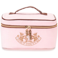 Juicy Couture Pink Makeup Taske Kosmetik Organizer Rejse Essentials Togetui Guld Terroir Hund Rhinestone Crown Velour