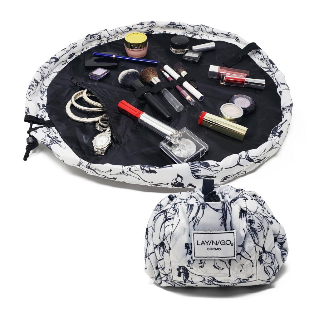 Lay-N-Go Cosmo Drawstring Cosmetic Pouch & Makeup Bag Organizer Toiletry Bag For Travel Gifts And Daily Use 20 Inch Dogs