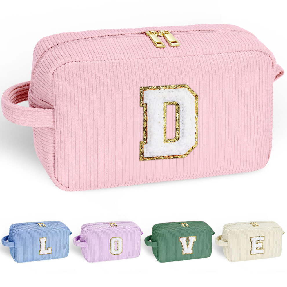 Yoolife Pink Makeup Bag For Girls - Girls Birthday Gifts Preppy Stuff Bag Gifts Cute Initial Makeup Bag Best Friend Birthday Gifts For Teens Teacher